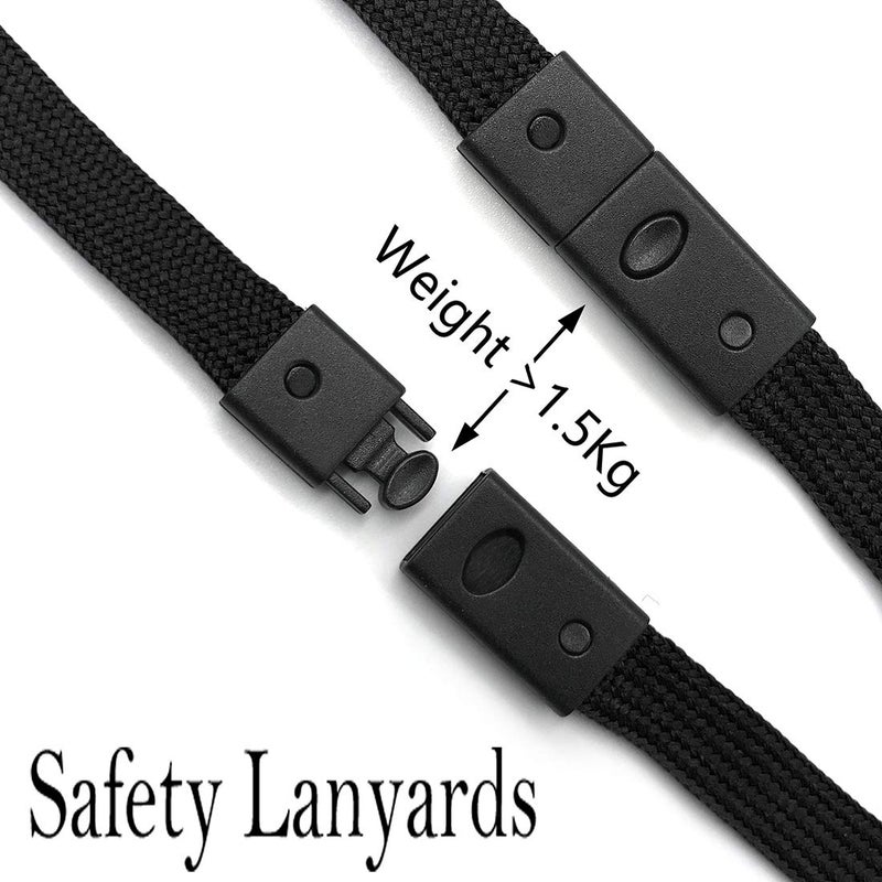 Bird Fiy Lanyards Breakaway Bulk Black Lanyards Neck Flat Safety Badge Lanyard Bulldog Clip (Black, 50 PCS) - Image 3